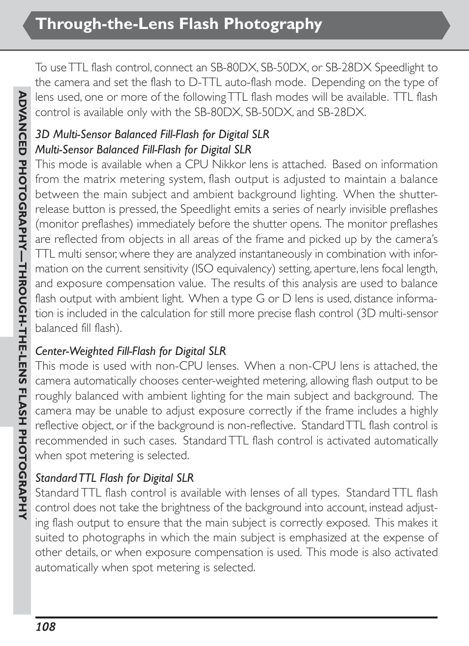Through-the-lens flash photography | Nikon D1H User Manual | Page 122 / 238