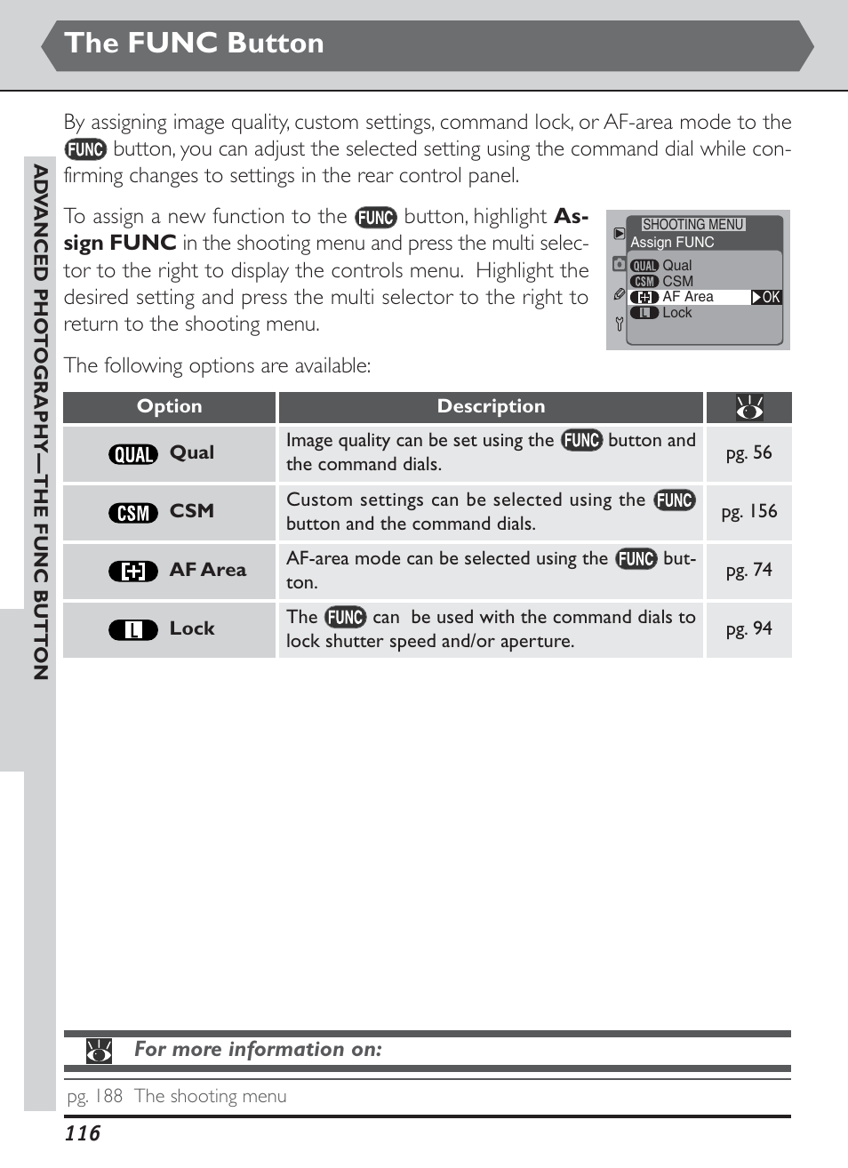 The func button | Nikon D1H User Manual | Page 130 / 238
