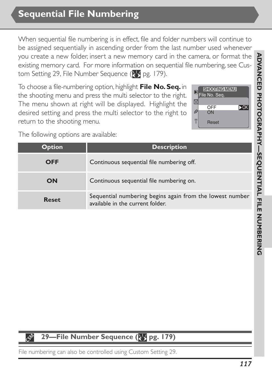 Sequential file numbering | Nikon D1H User Manual | Page 131 / 238