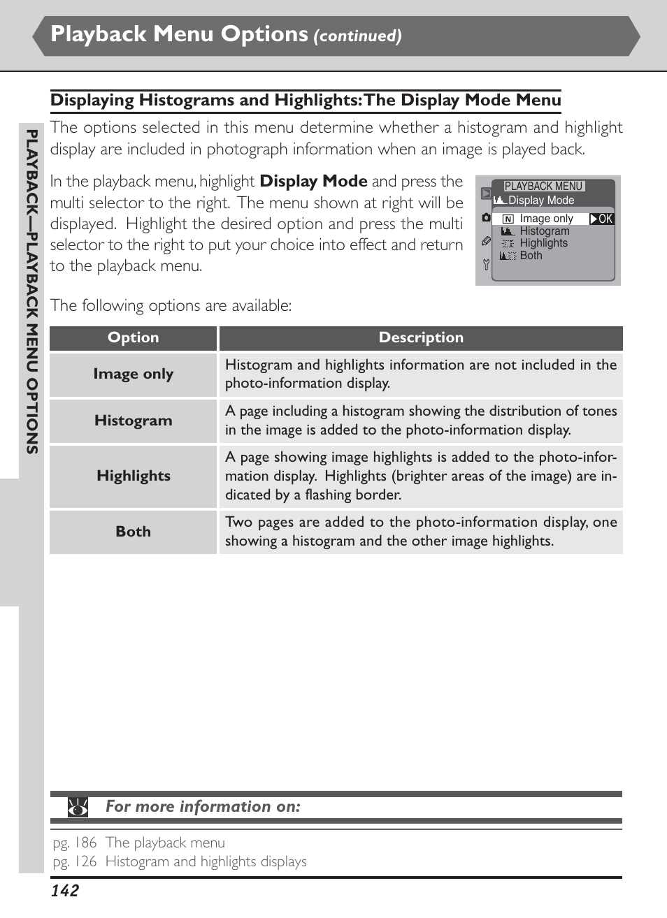 Playback menu options | Nikon D1H User Manual | Page 156 / 238