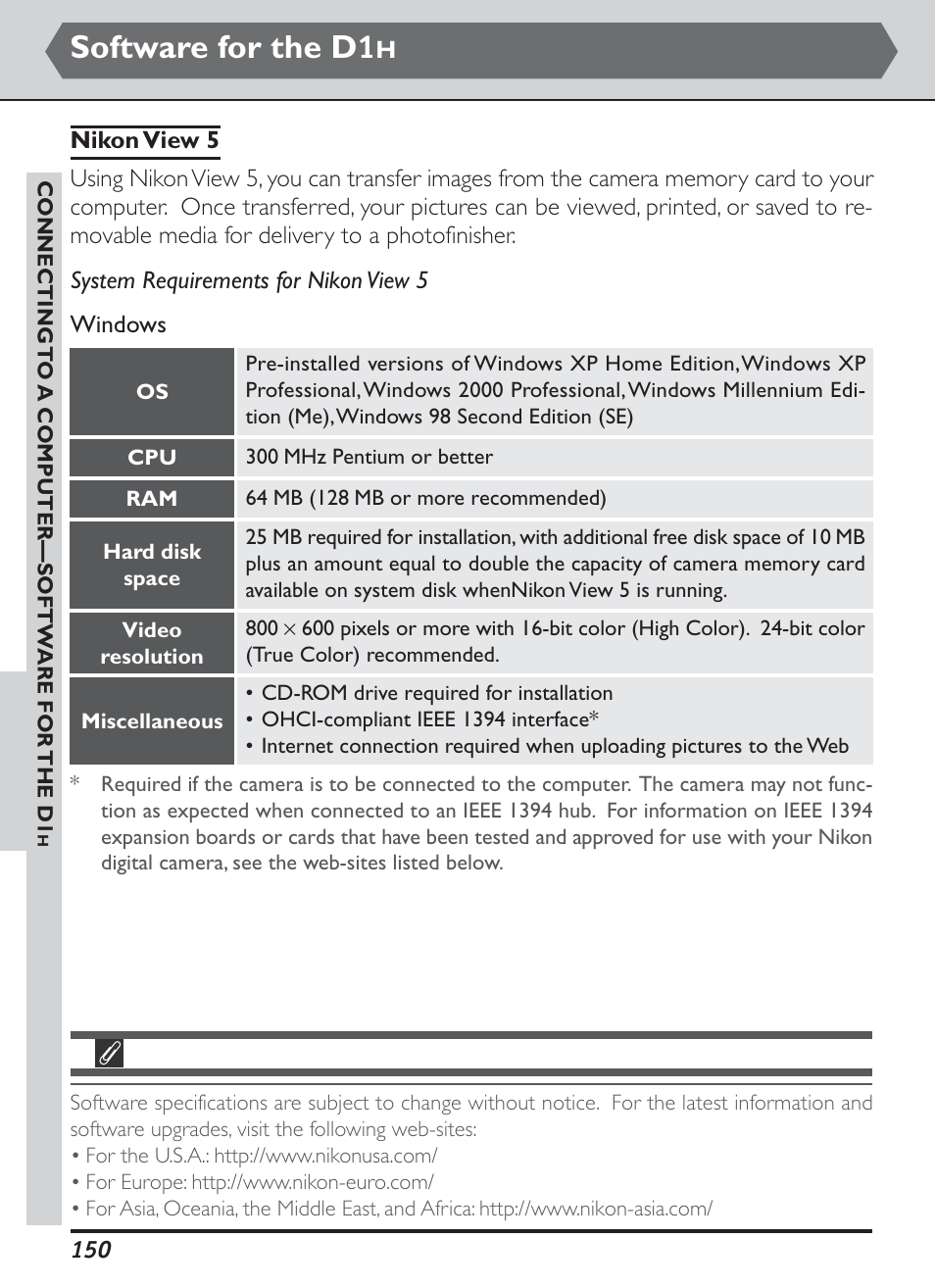 Software for the d1 | Nikon D1H User Manual | Page 164 / 238