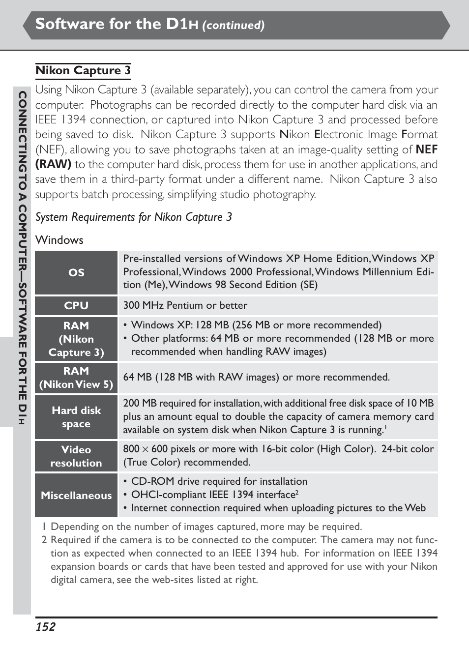 Software for the d1 | Nikon D1H User Manual | Page 166 / 238