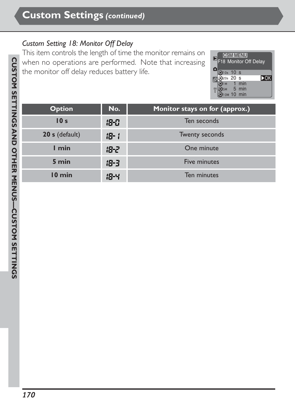 Custom settings, Continued) | Nikon D1H User Manual | Page 184 / 238