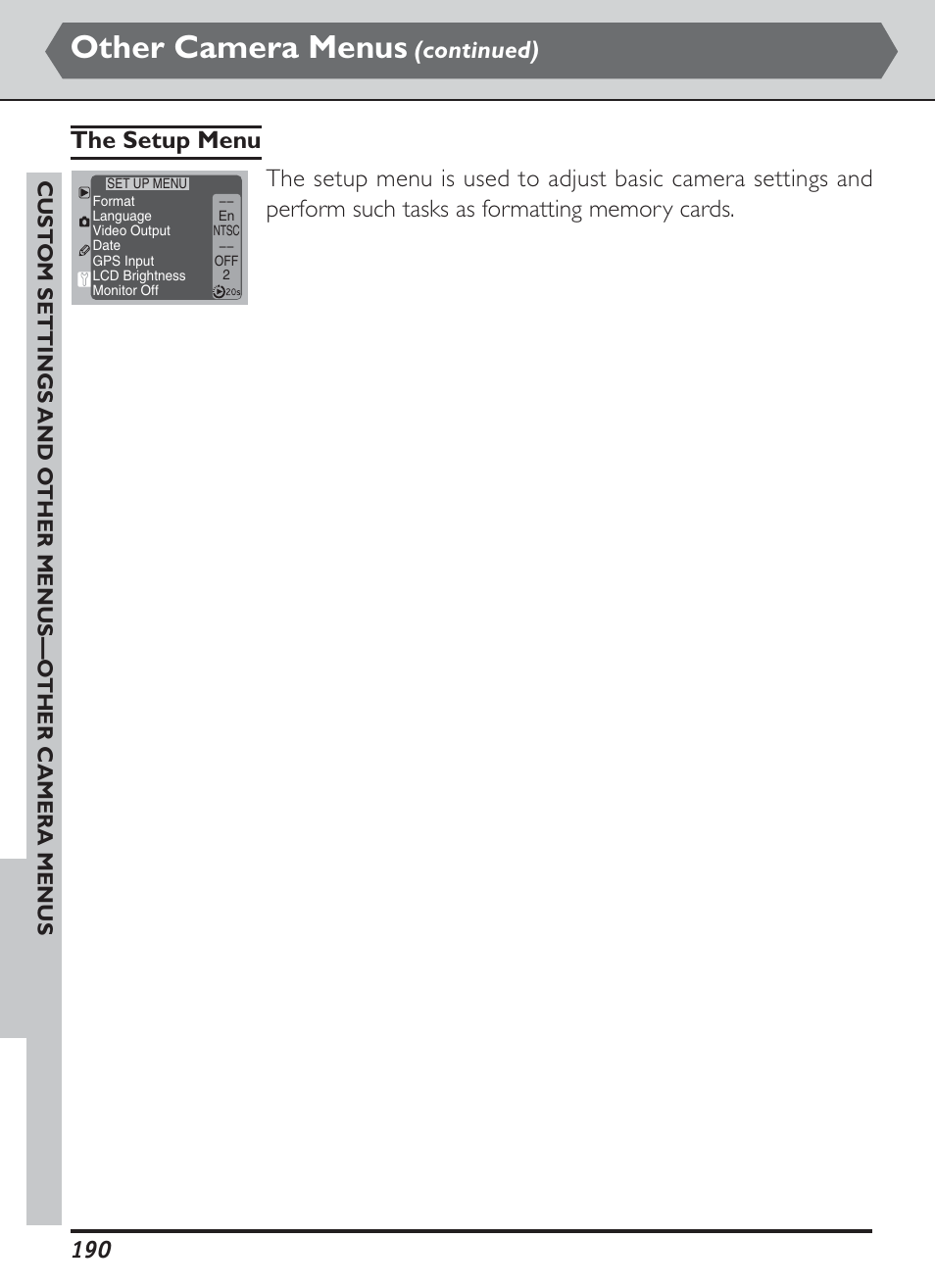 Other camera menus, Continued) | Nikon D1H User Manual | Page 204 / 238