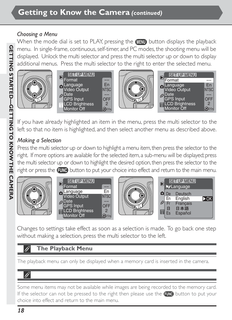 Getting to know the camera, The playback menu, Continued) | Nikon D1H User Manual | Page 32 / 238