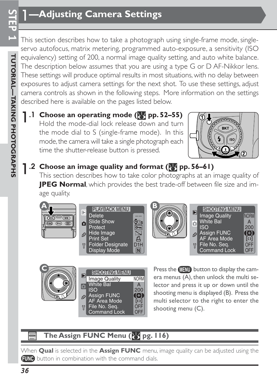 Step 1, Adjusting camera settings | Nikon D1H User Manual | Page 50 / 238