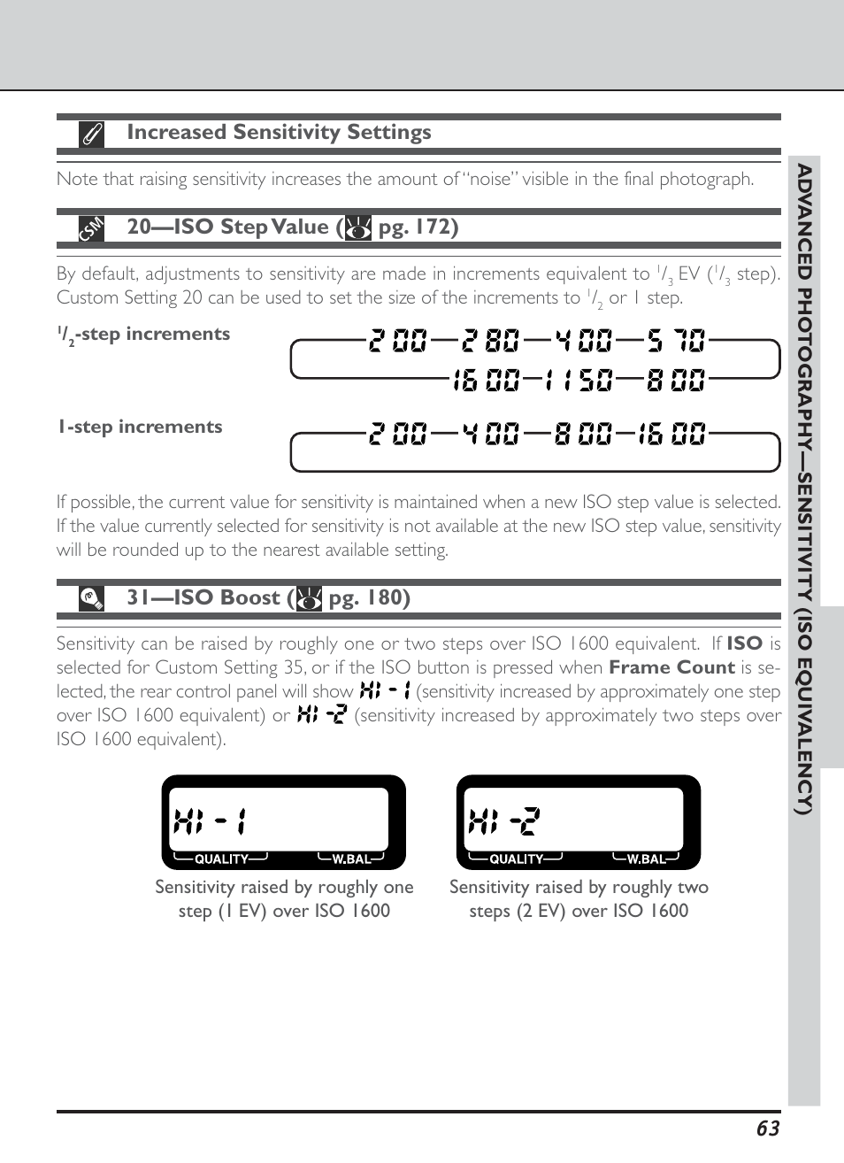 Increased sensitivity settings | Nikon D1H User Manual | Page 77 / 238