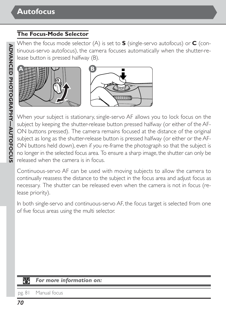 Autofocus | Nikon D1H User Manual | Page 84 / 238
