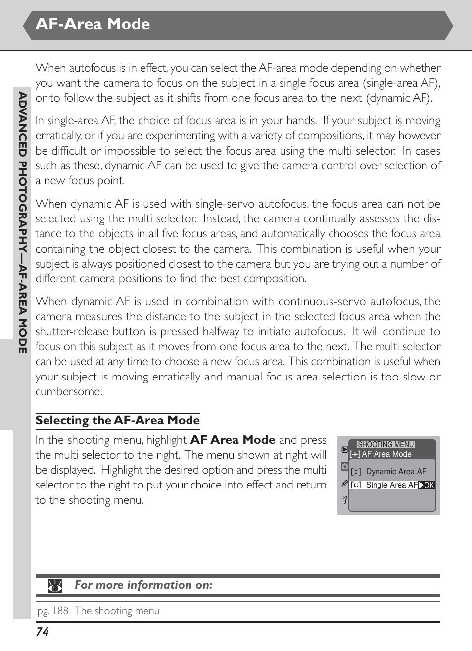 Af-area mode | Nikon D1H User Manual | Page 88 / 238