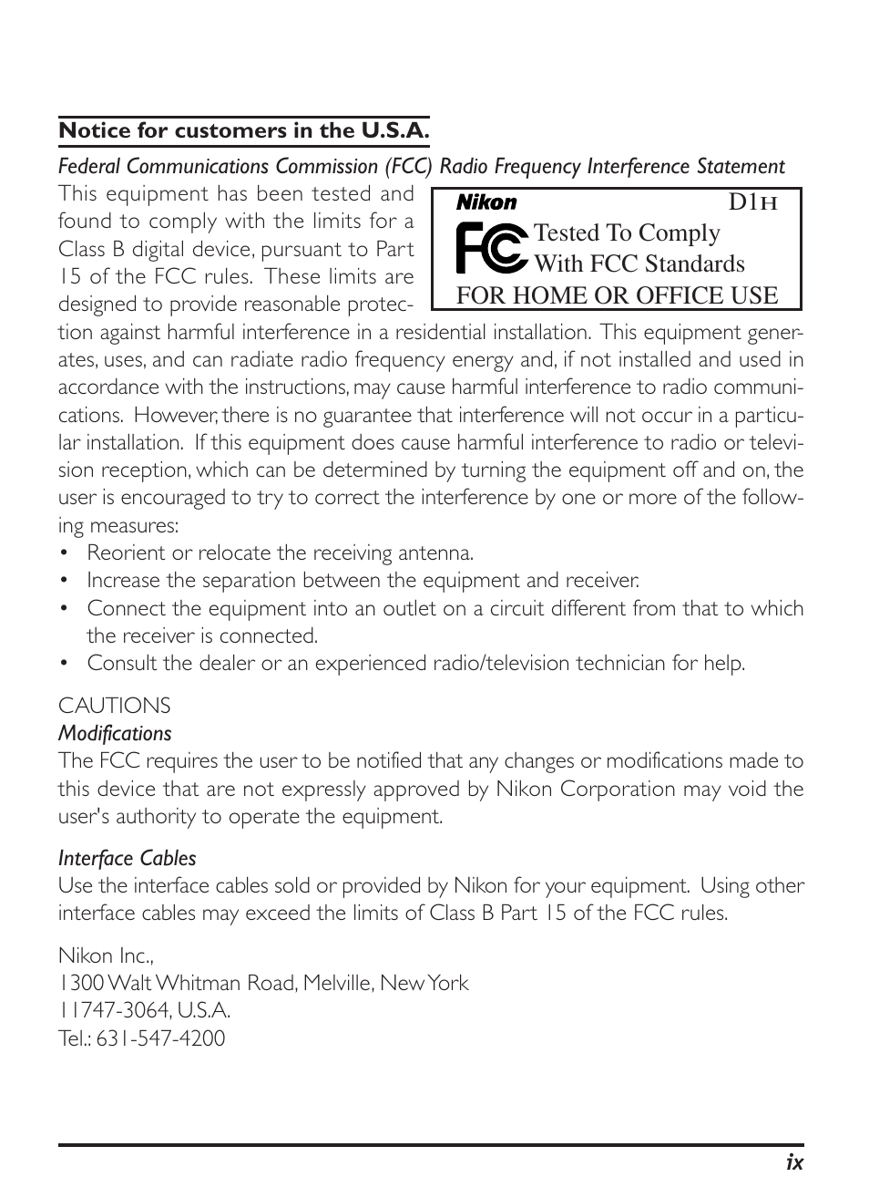 Nikon D1H User Manual | Page 9 / 238