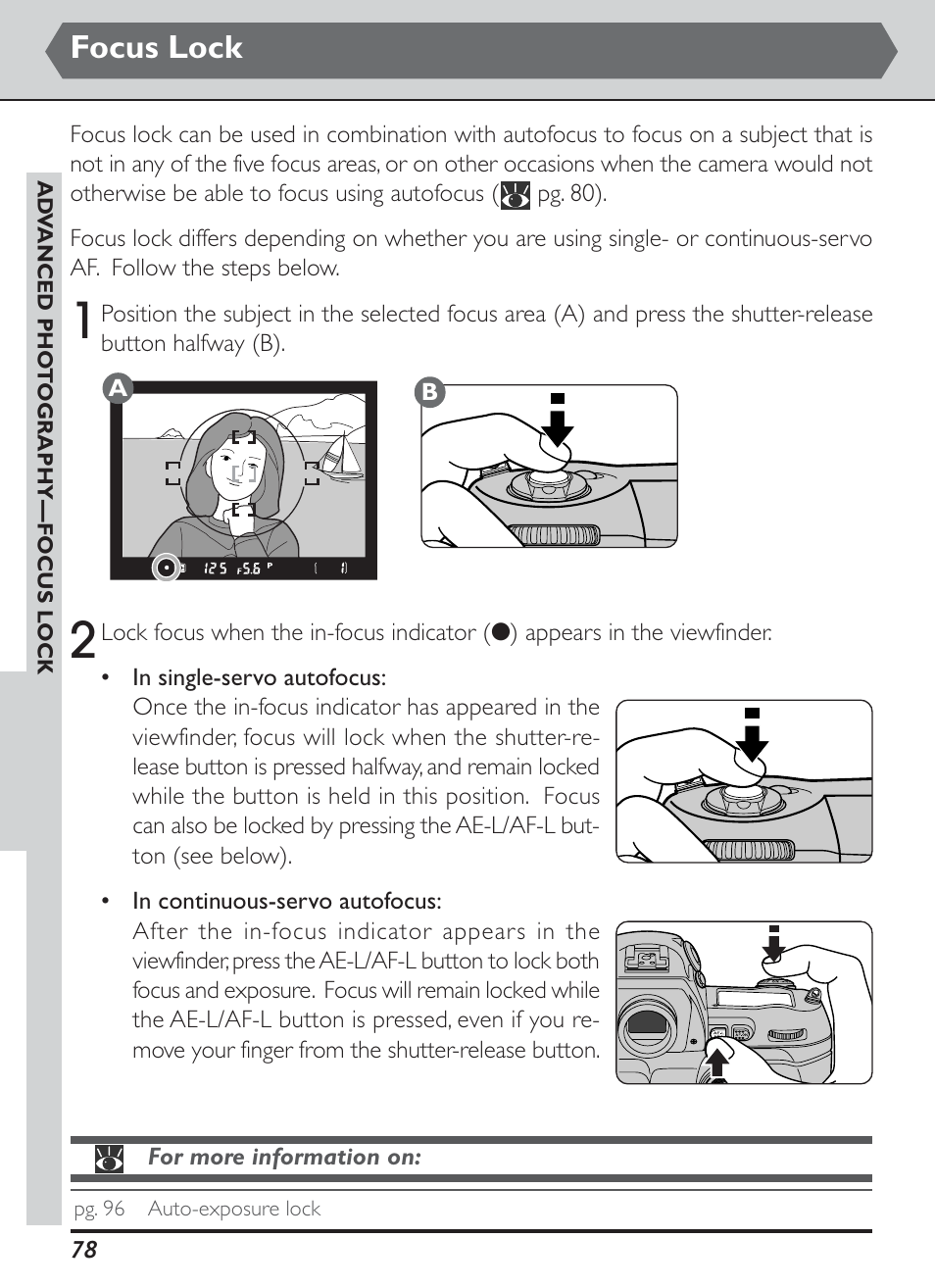 Focus lock | Nikon D1H User Manual | Page 92 / 238