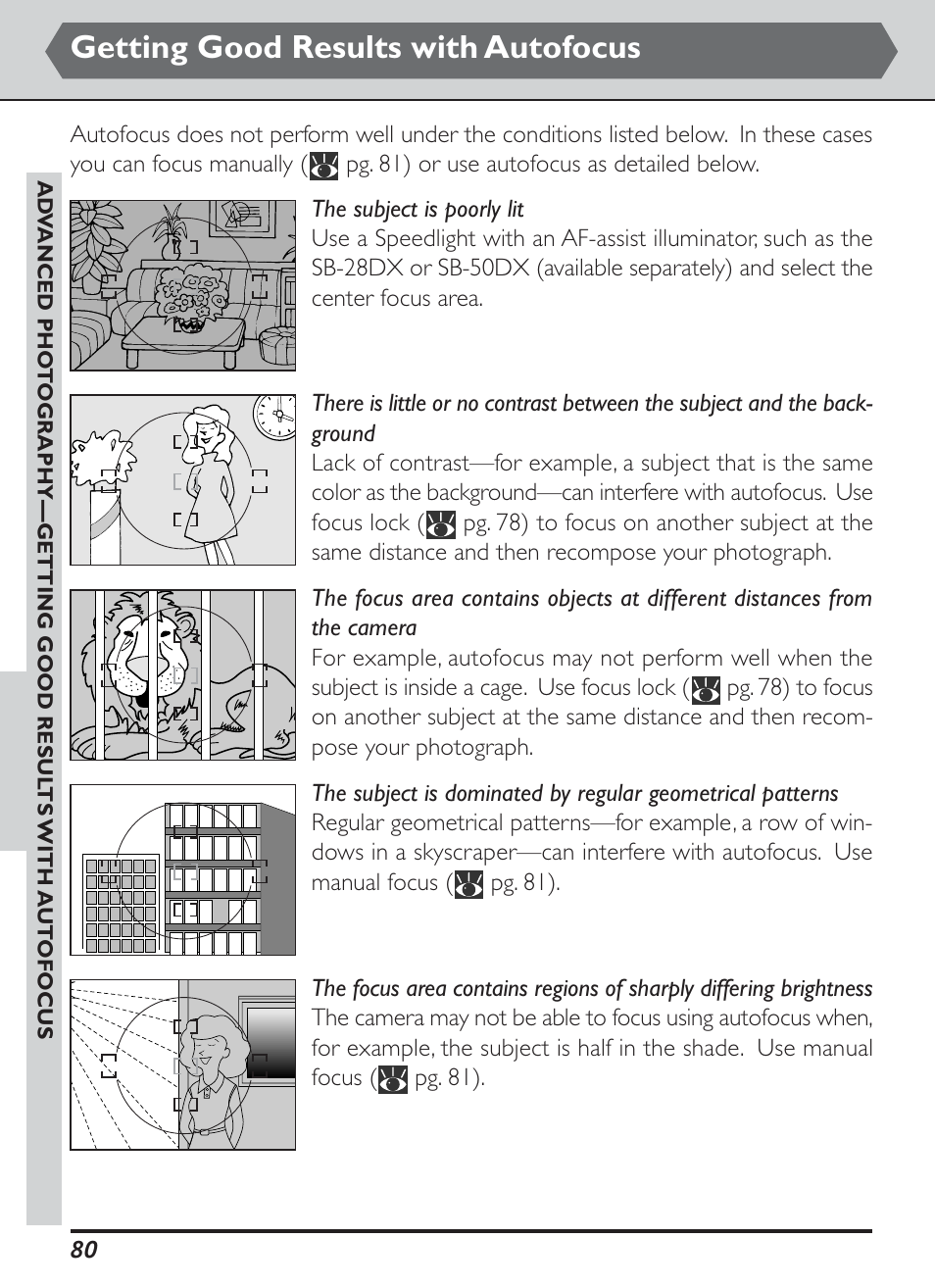 Getting good results with autofocus | Nikon D1H User Manual | Page 94 / 238