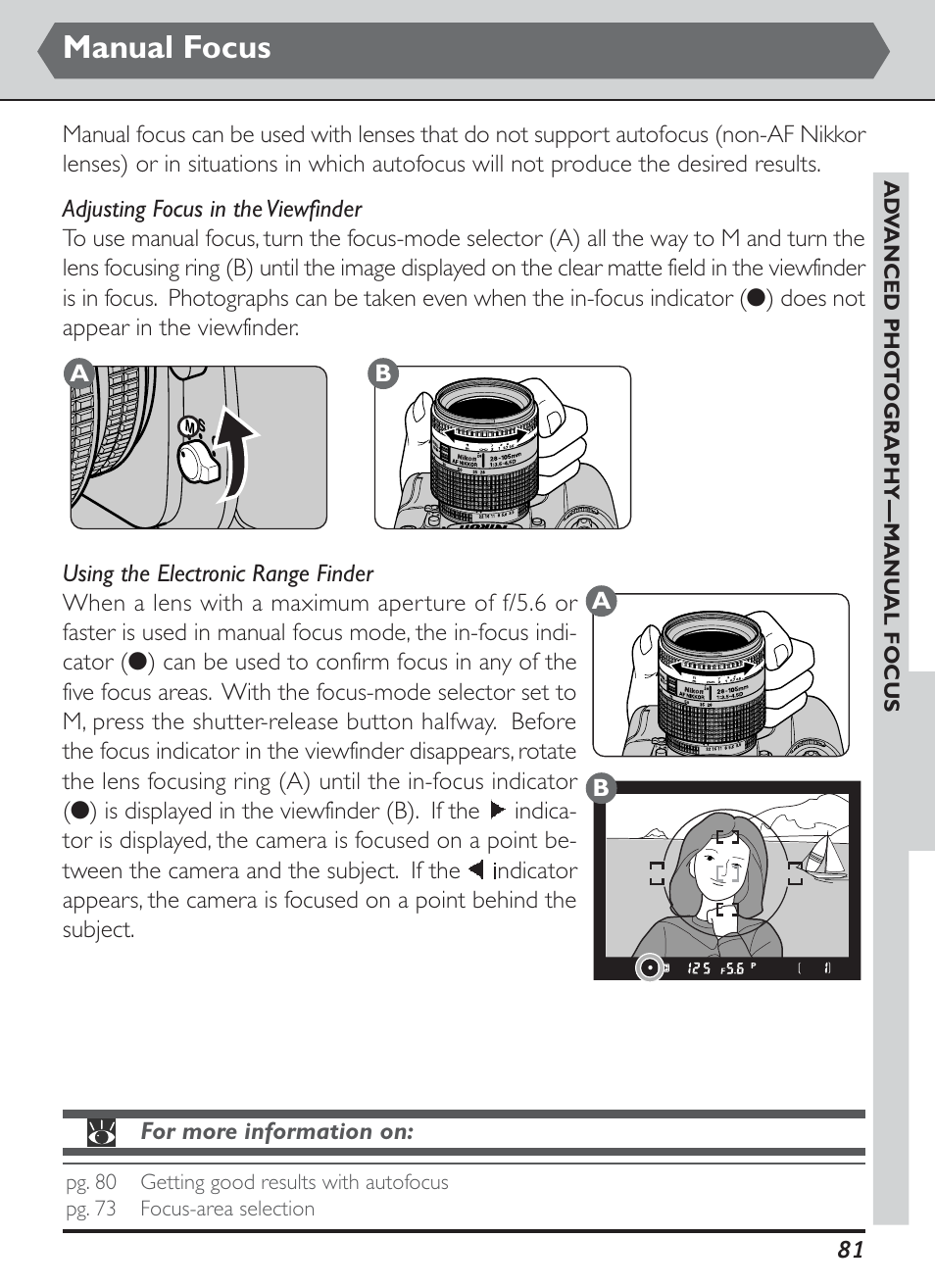 Manual focus | Nikon D1H User Manual | Page 95 / 238