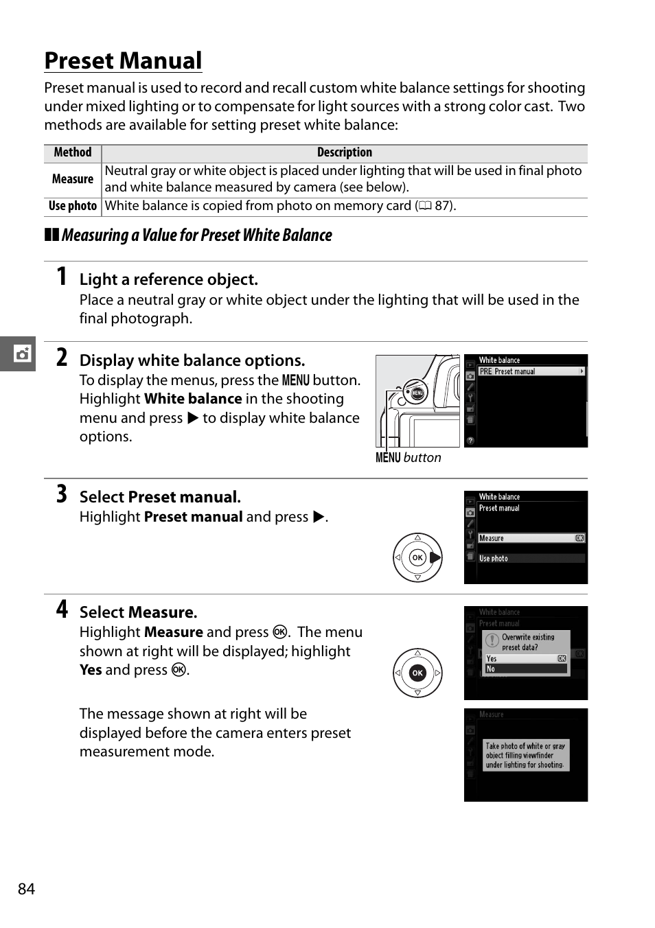 Preset manual | Nikon D5100 User Manual | Page 102 / 260