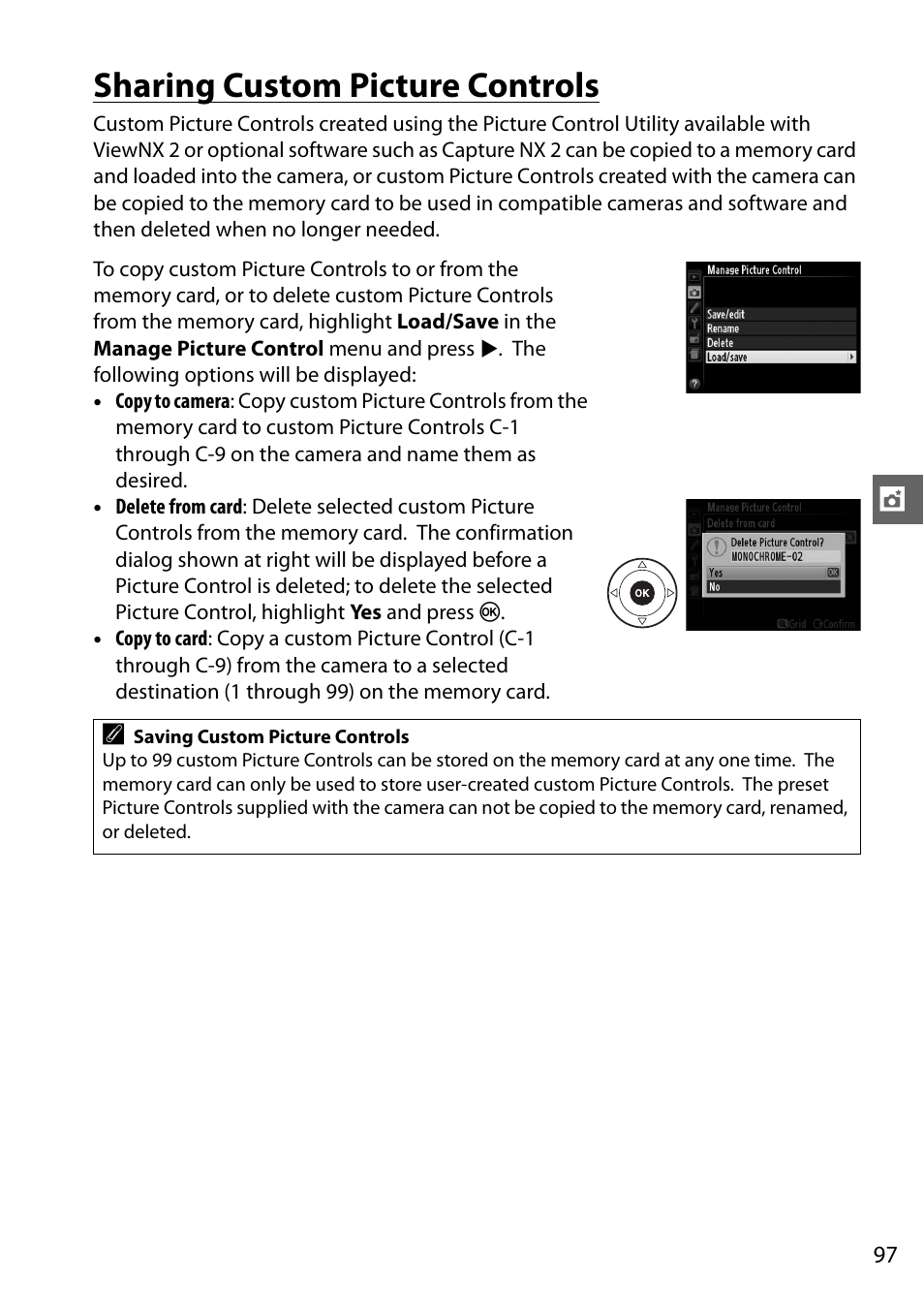 Sharing custom picture controls | Nikon D5100 User Manual | Page 115 / 260