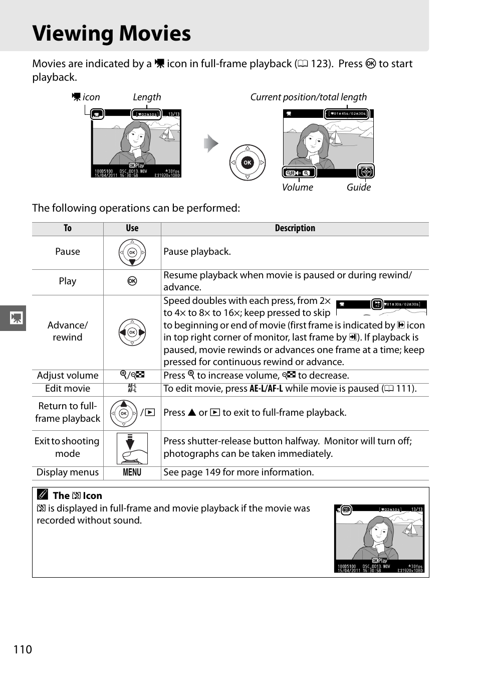 Viewing movies | Nikon D5100 User Manual | Page 128 / 260