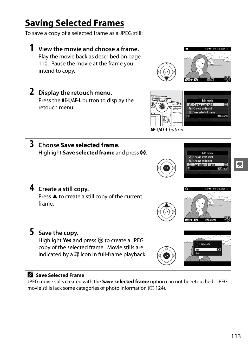 Saving selected frames | Nikon D5100 User Manual | Page 131 / 260