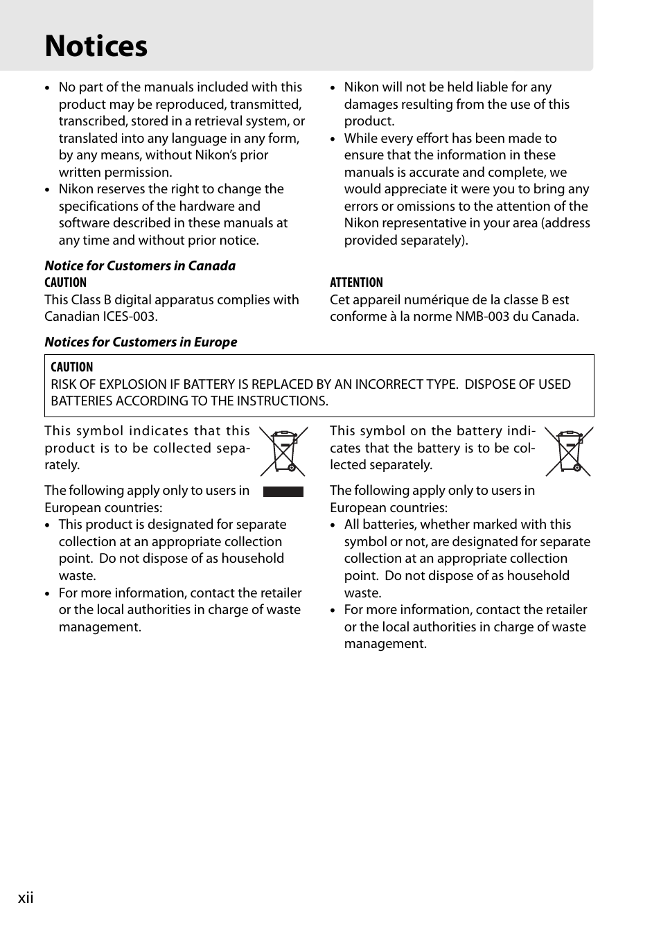 Notices | Nikon D5100 User Manual | Page 14 / 260