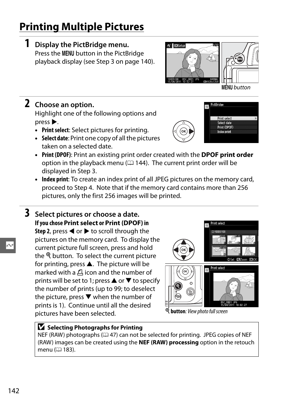 Printing multiple pictures | Nikon D5100 User Manual | Page 160 / 260