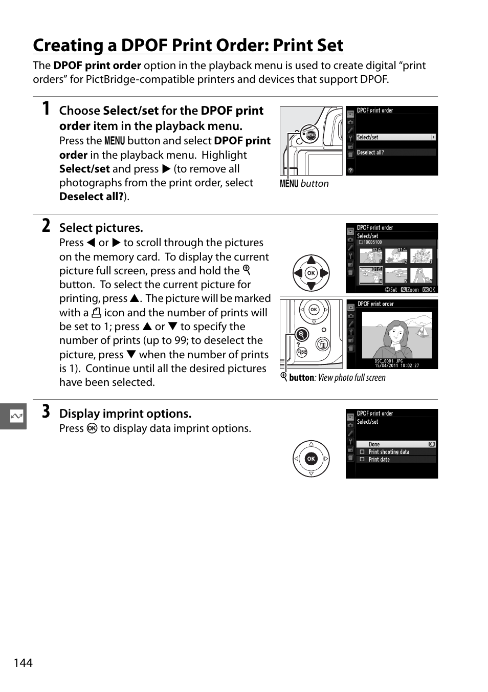 Creating a dpof print order: print set | Nikon D5100 User Manual | Page 162 / 260