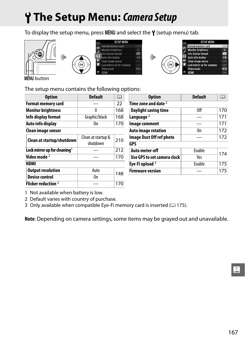 The setup menu: camera setup, B the setup menu: camera setup | Nikon D5100 User Manual | Page 185 / 260