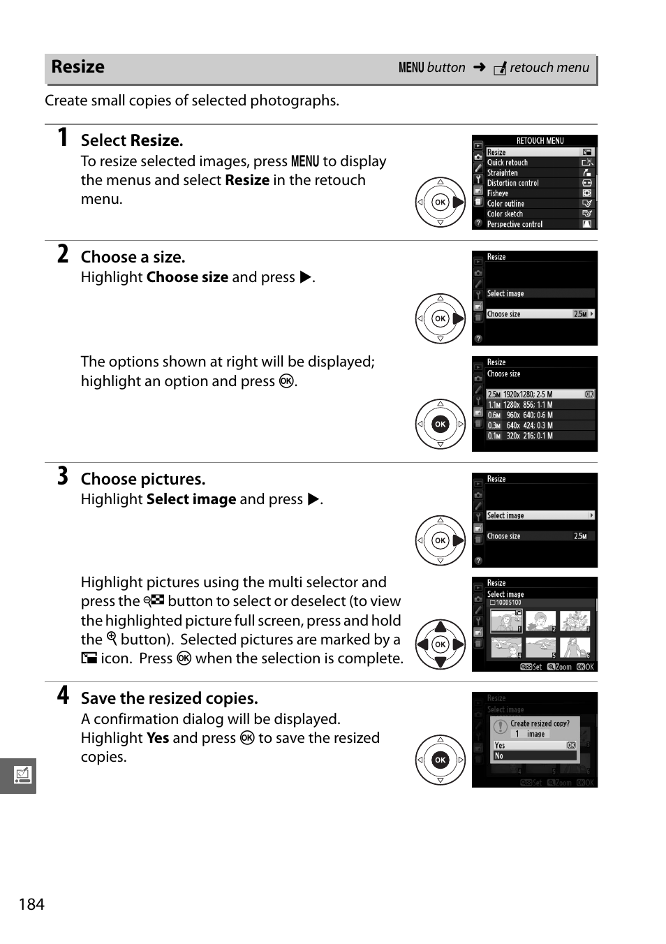 Resize | Nikon D5100 User Manual | Page 202 / 260