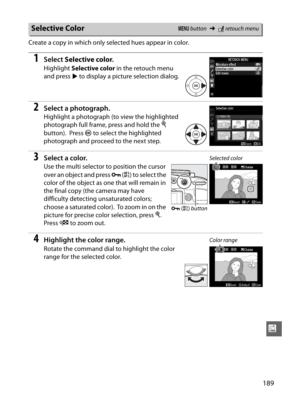 Selective color | Nikon D5100 User Manual | Page 207 / 260