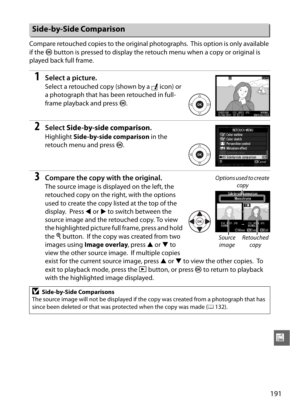 Side-by-side comparison | Nikon D5100 User Manual | Page 209 / 260