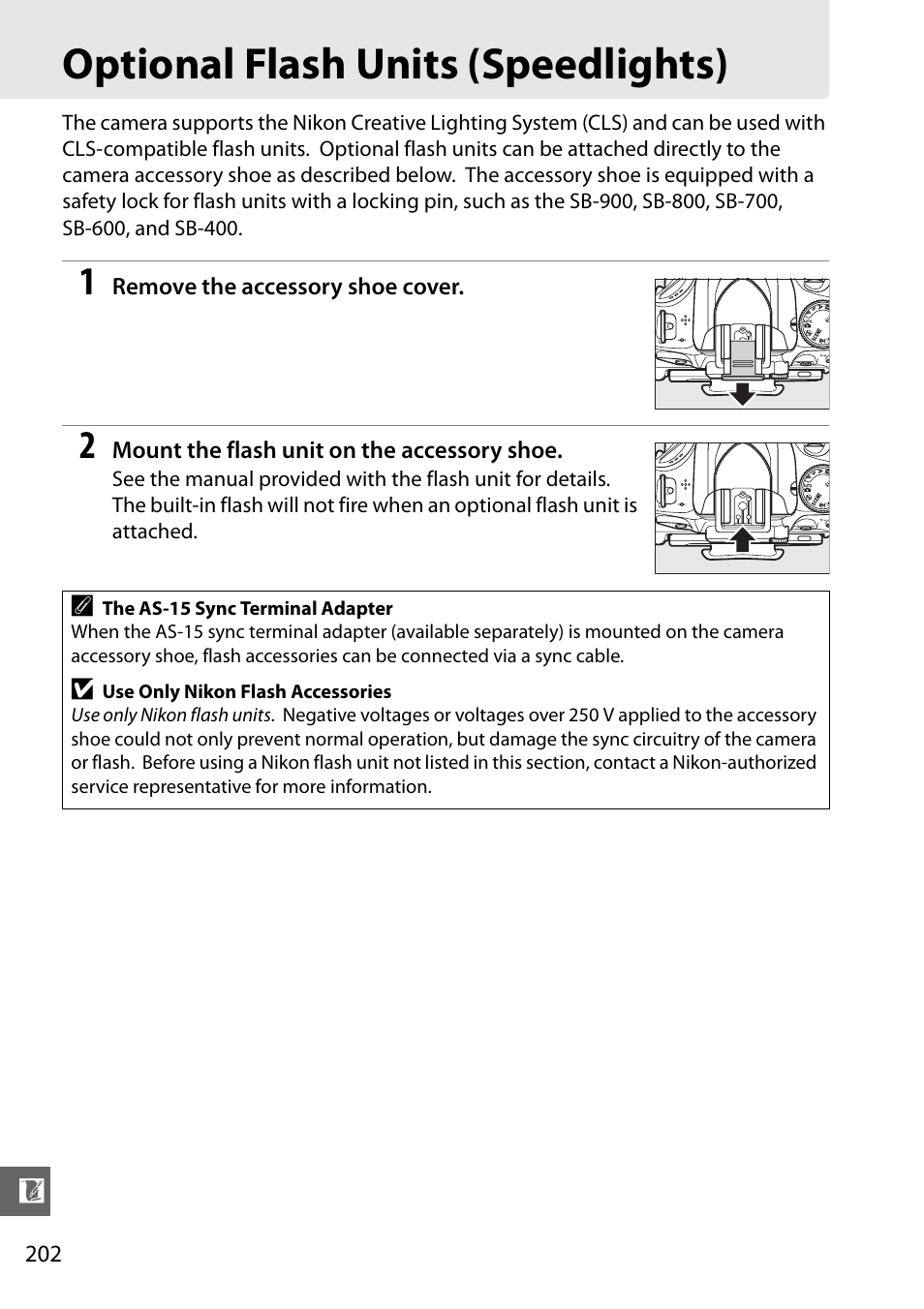 Optional flash units (speedlights) | Nikon D5100 User Manual | Page 220 / 260