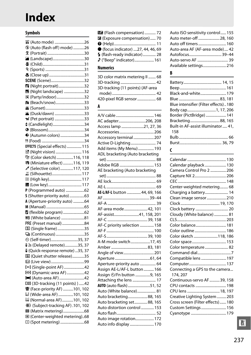 Index | Nikon D5100 User Manual | Page 255 / 260