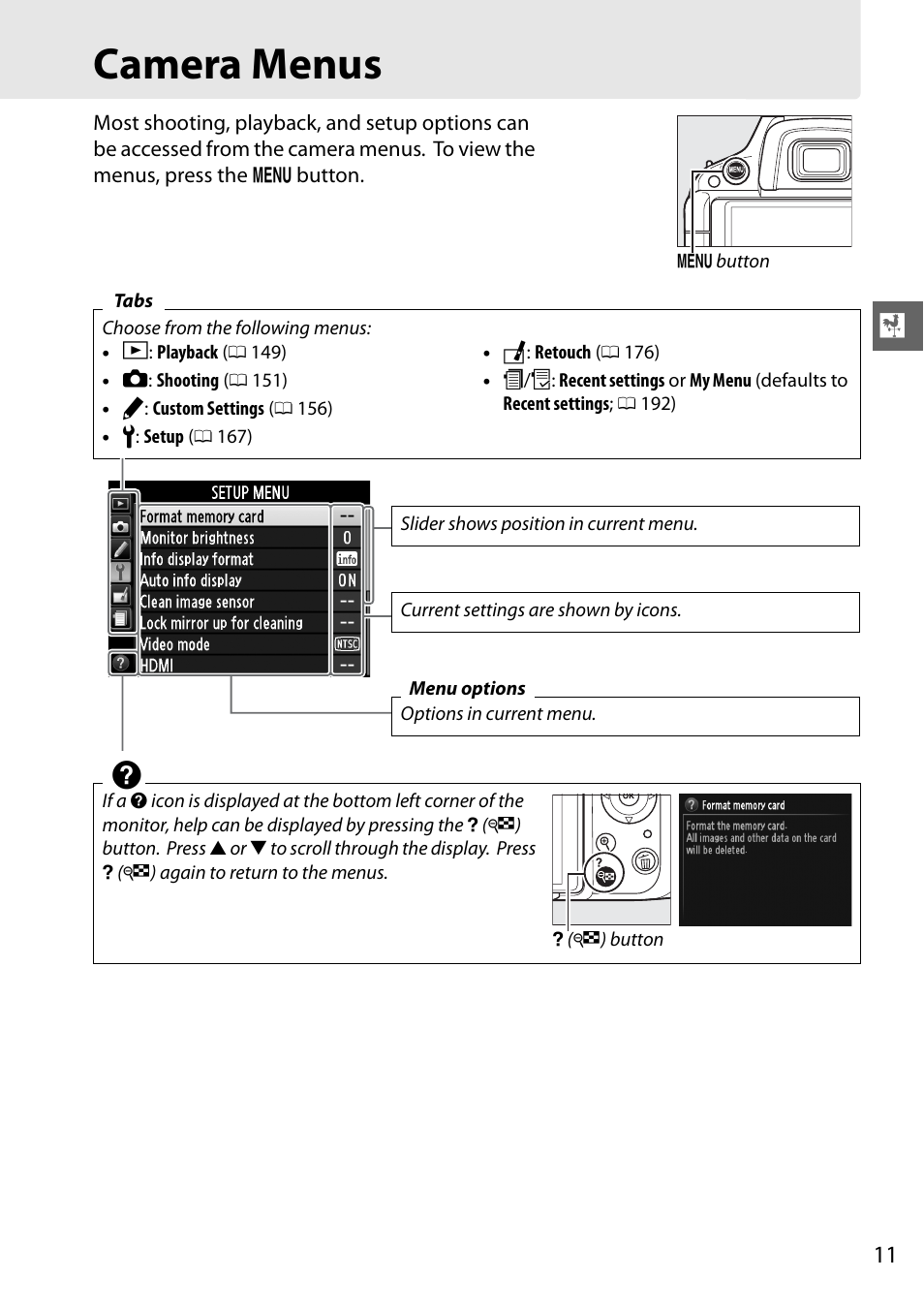 Camera menus | Nikon D5100 User Manual | Page 29 / 260