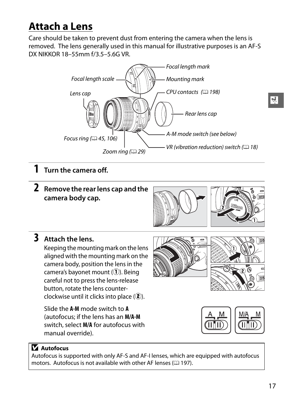 Attach a lens | Nikon D5100 User Manual | Page 35 / 260