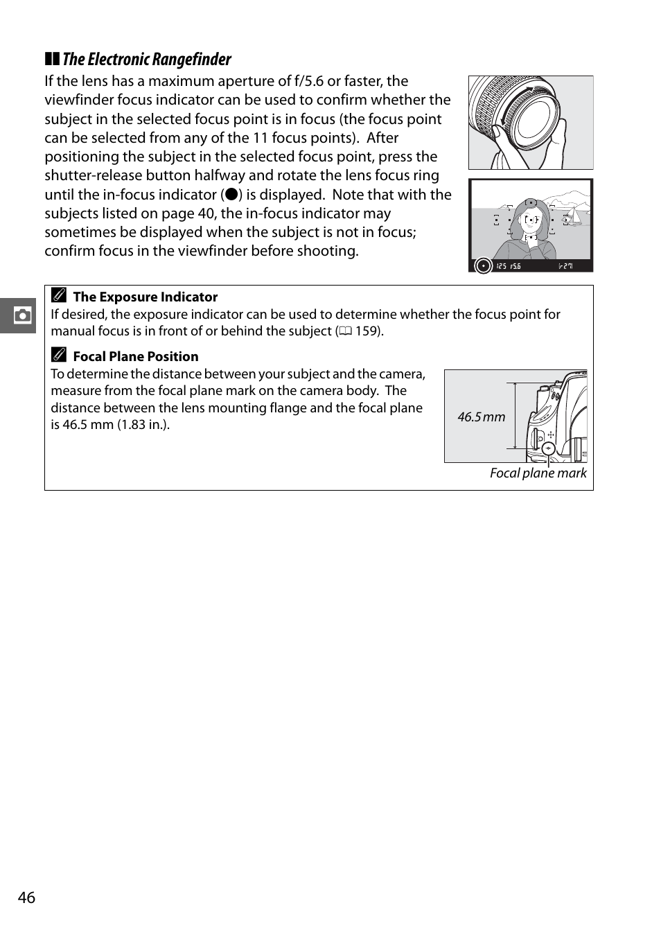 The electronic rangefinder | Nikon D5100 User Manual | Page 64 / 260