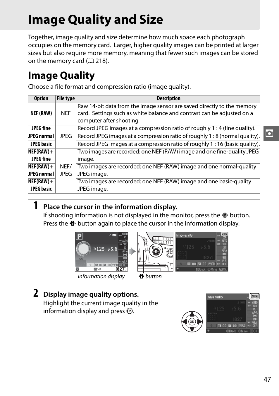 Image quality and size, Image quality | Nikon D5100 User Manual | Page 65 / 260