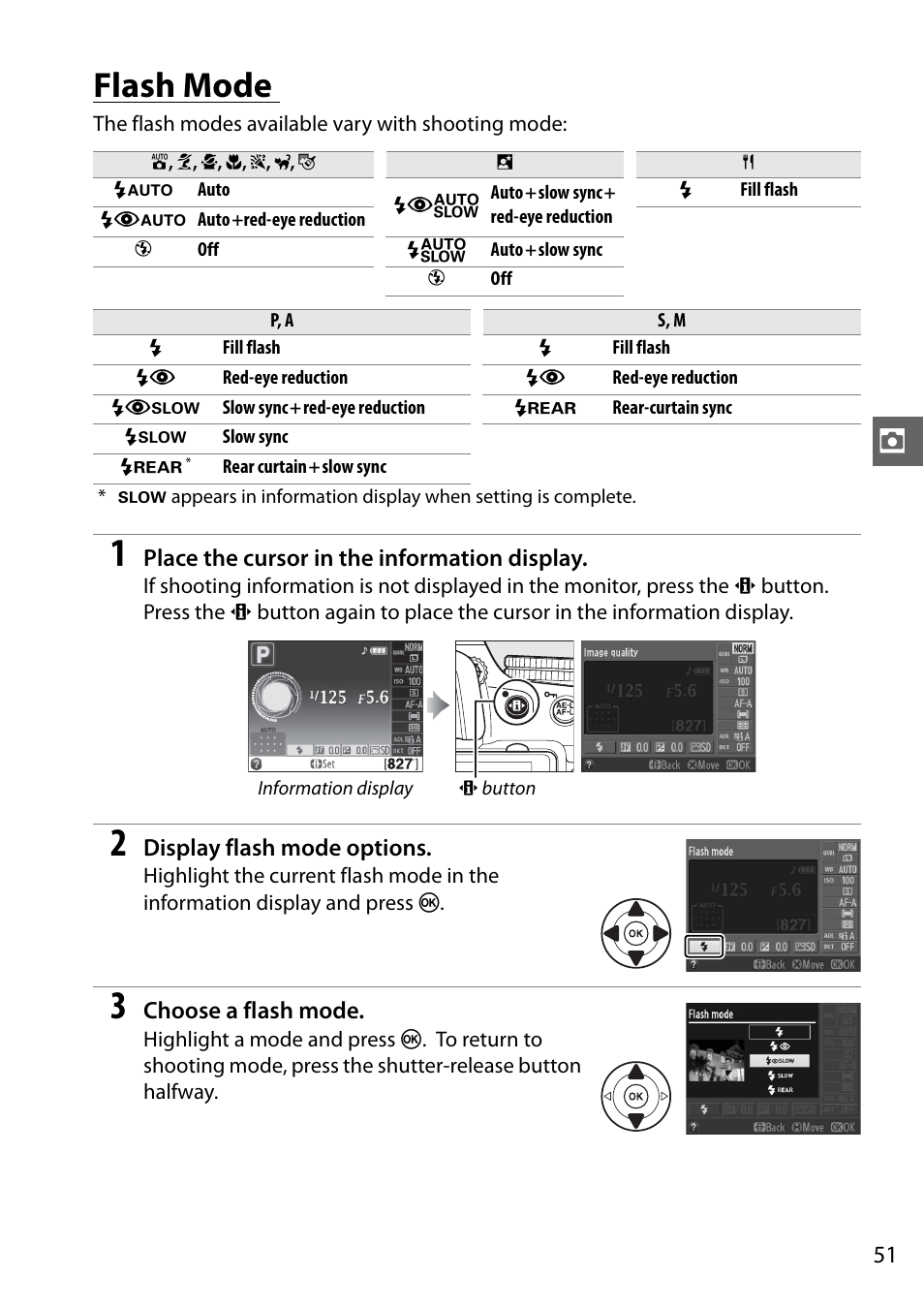 Flash mode | Nikon D5100 User Manual | Page 69 / 260