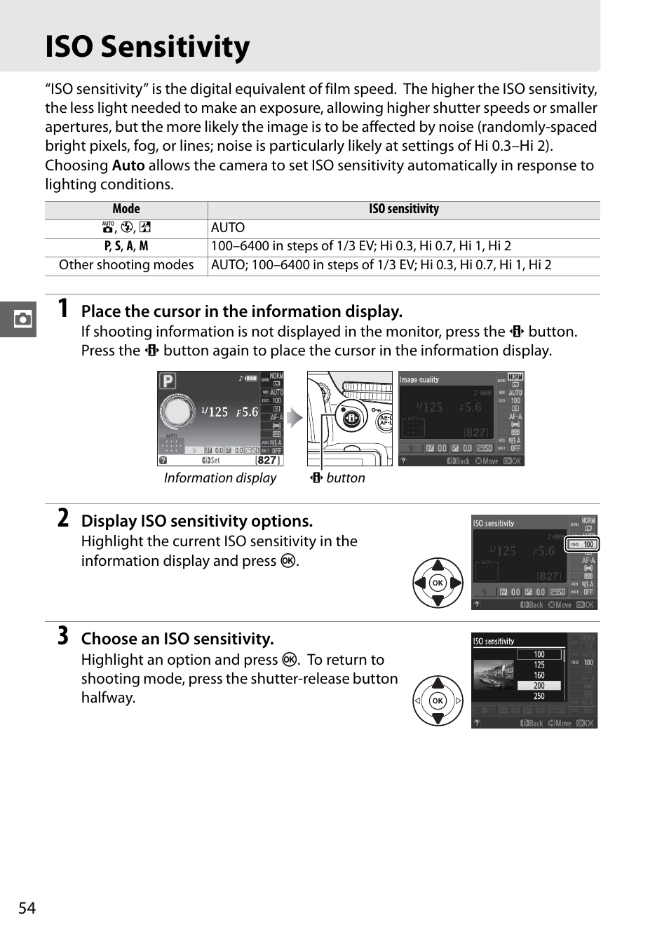 Iso sensitivity | Nikon D5100 User Manual | Page 72 / 260