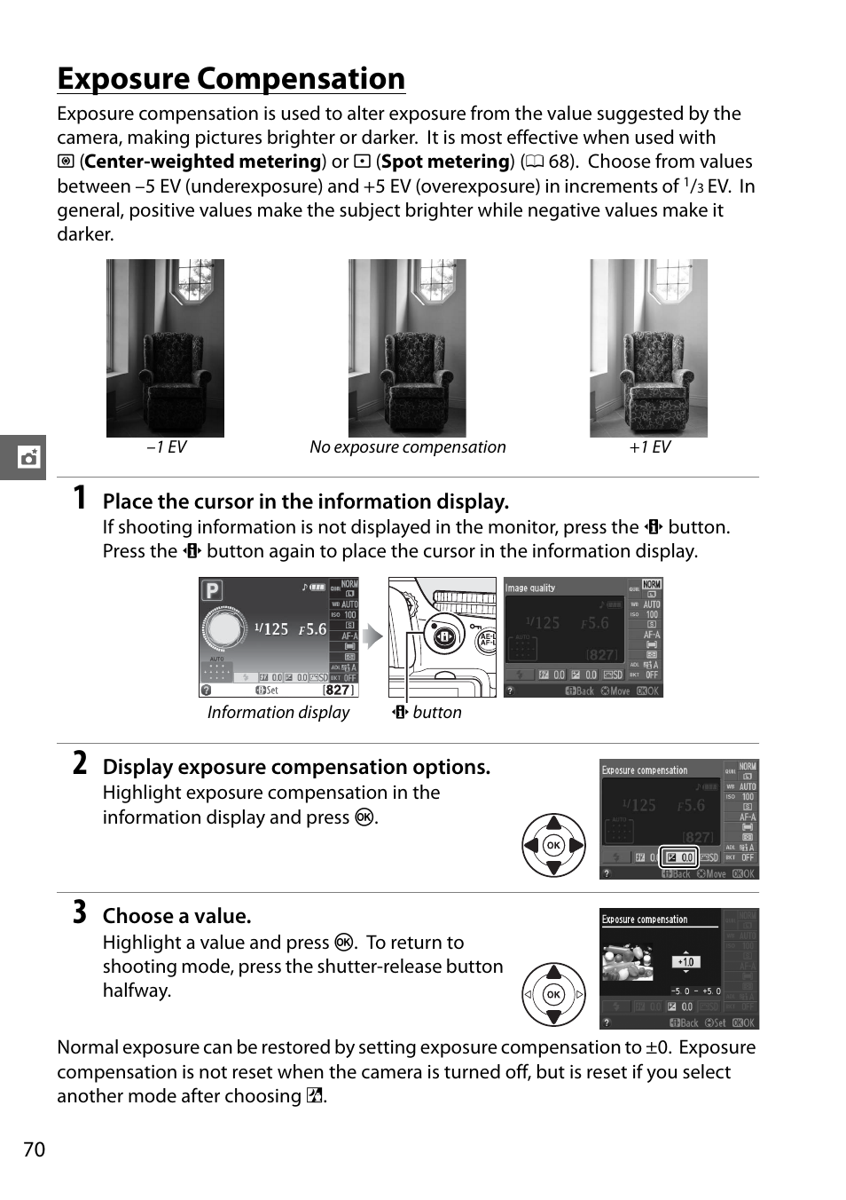 Exposure compensation | Nikon D5100 User Manual | Page 88 / 260