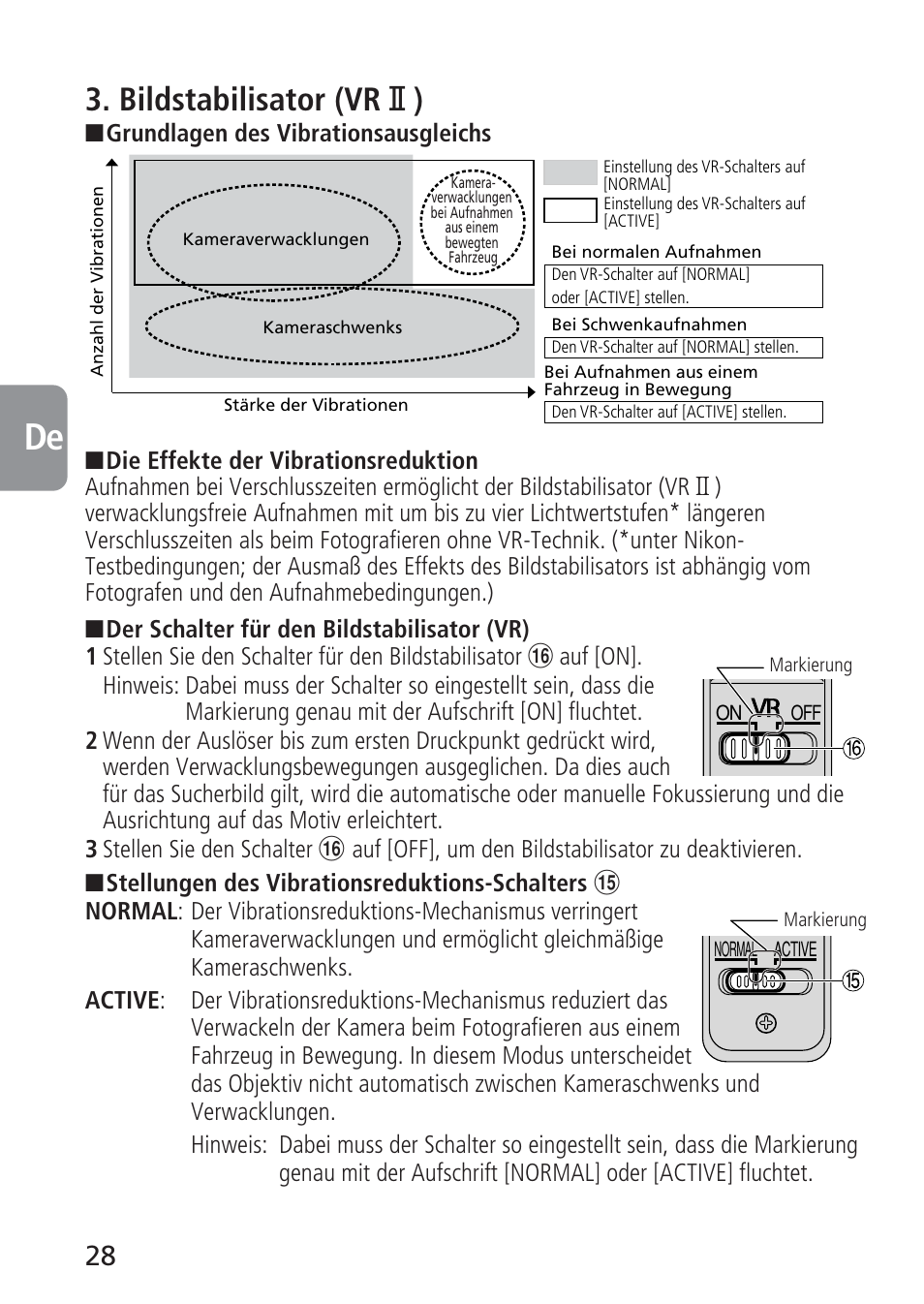 Bildstabilisator (vr @ ) | Nikon AF-S VR 70-300_f-4.5-5.6G IF-ED User Manual | Page 28 / 92