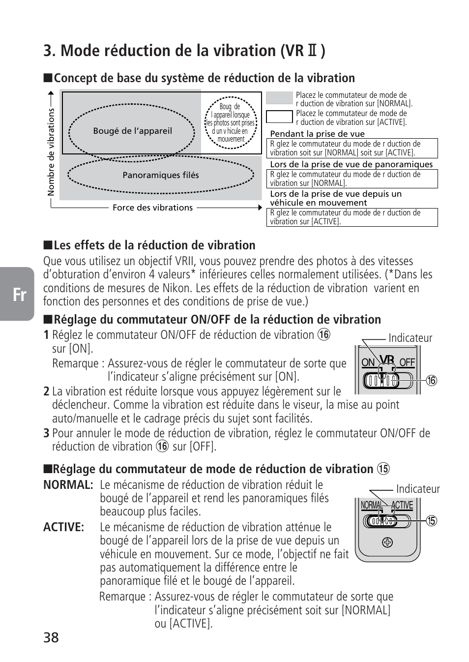 Mode réduction de la vibration (vr @ ) | Nikon AF-S VR 70-300_f-4.5-5.6G IF-ED User Manual | Page 38 / 92