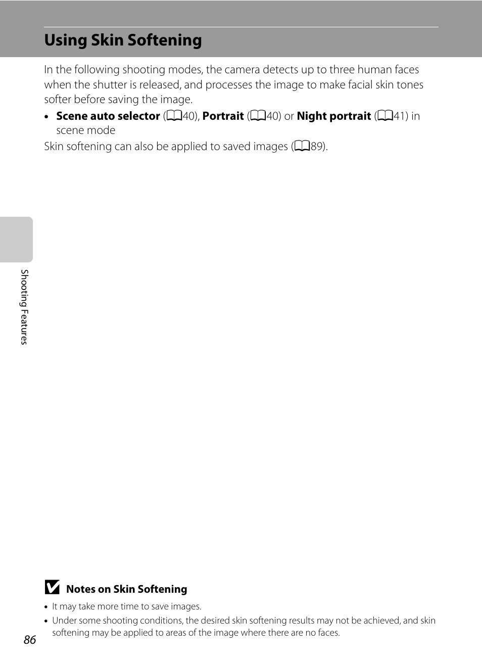 Using skin softening, A86) | Nikon P7100 User Manual | Page 104 / 260