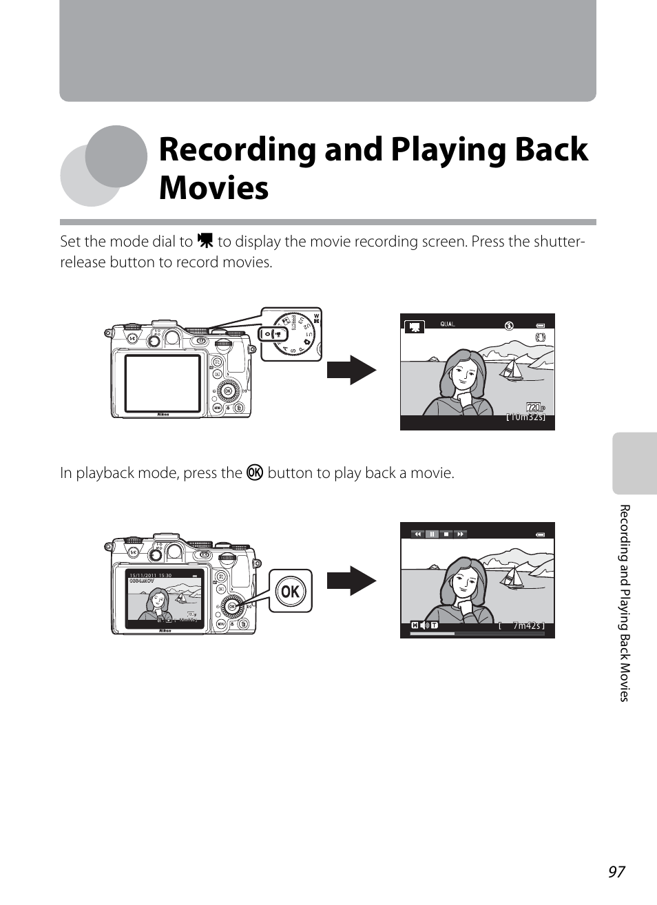 Recording and playing back movies | Nikon P7100 User Manual | Page 115 / 260