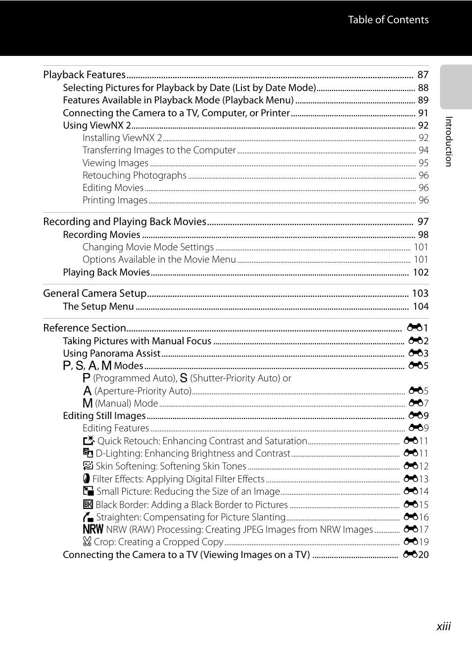 Xiii | Nikon P7100 User Manual | Page 15 / 260