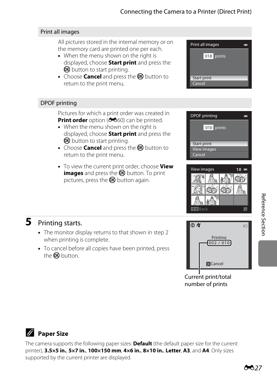 E 27, Printing starts | Nikon P7100 User Manual | Page 153 / 260