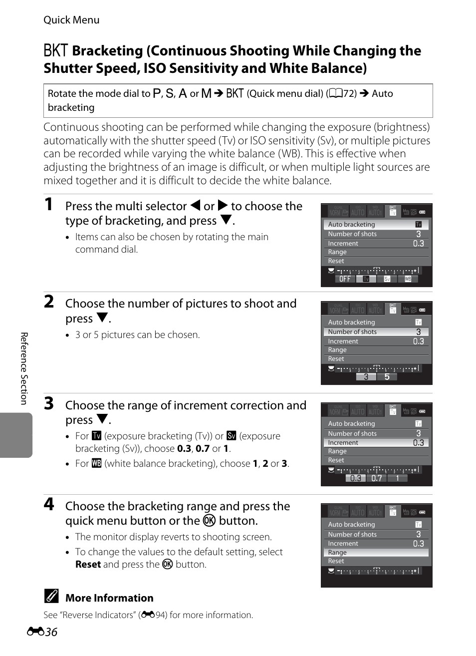 E 36, Choose the number of pictures to shoot and press i | Nikon P7100 User Manual | Page 162 / 260