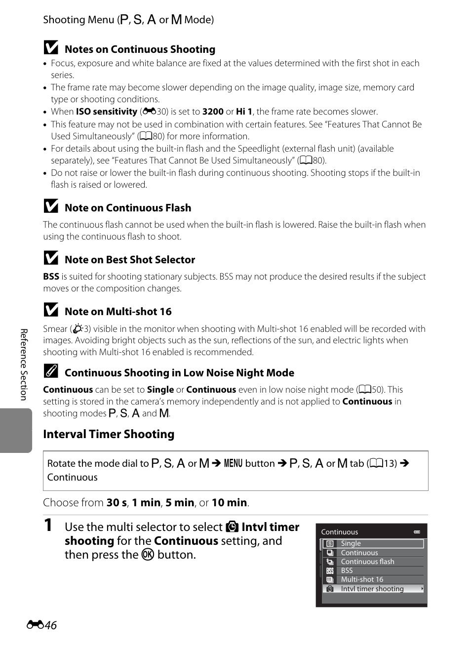 E 46, Interval timer shooting | Nikon P7100 User Manual | Page 172 / 260