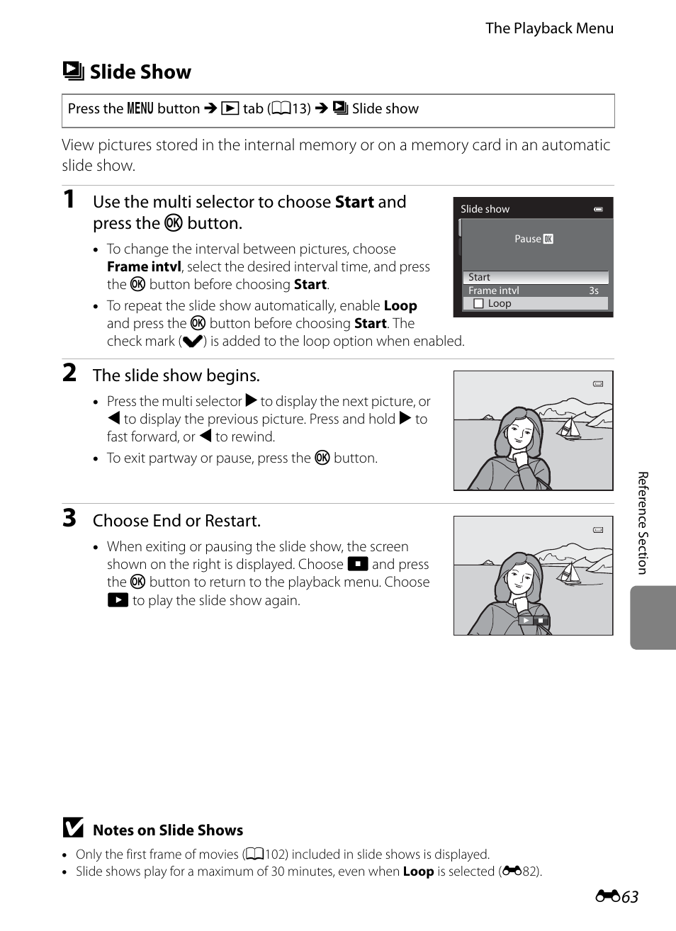 Slide show, B slide show | Nikon P7100 User Manual | Page 189 / 260