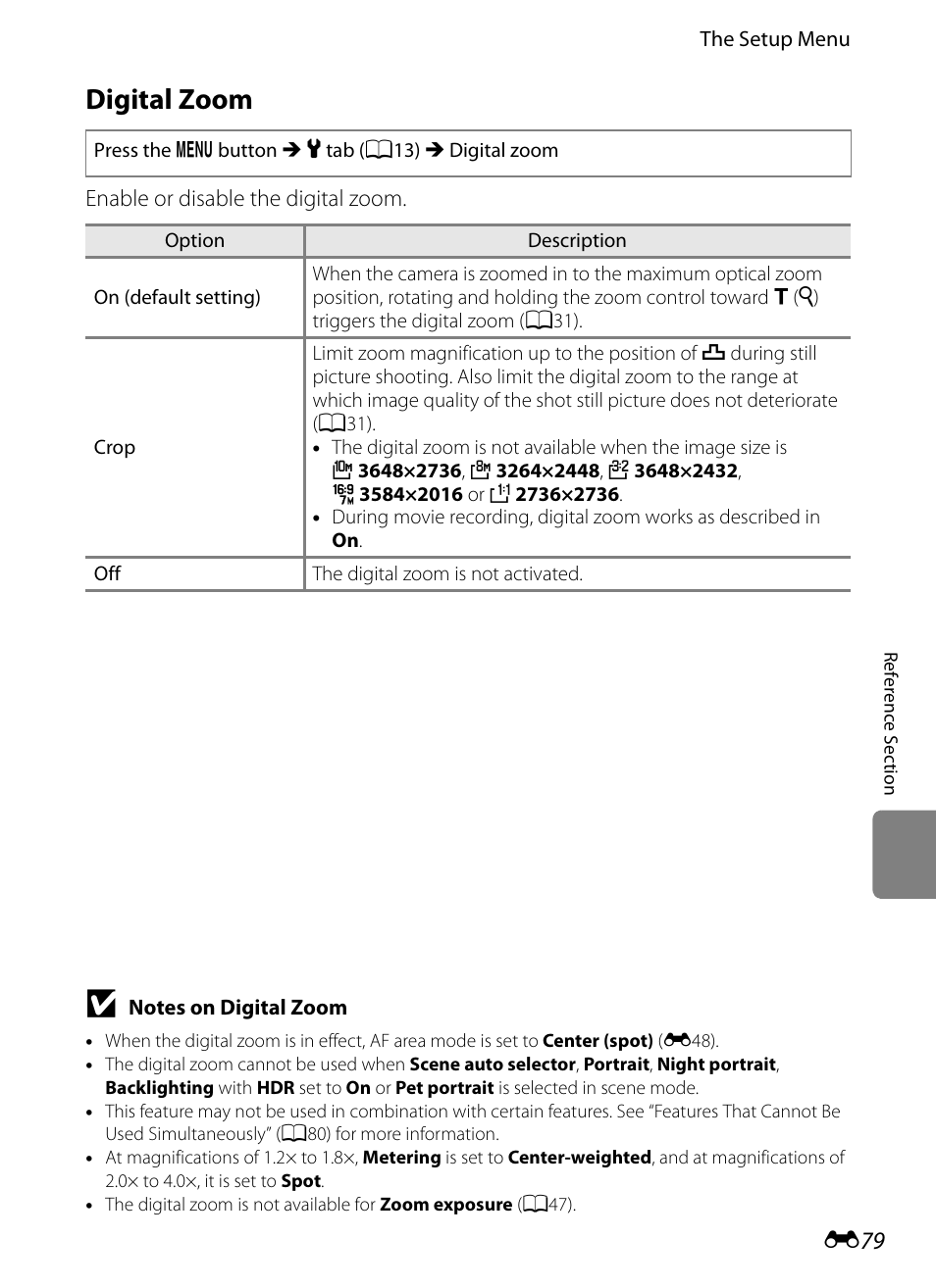 Digital zoom, E79), E 79 | Nikon P7100 User Manual | Page 205 / 260