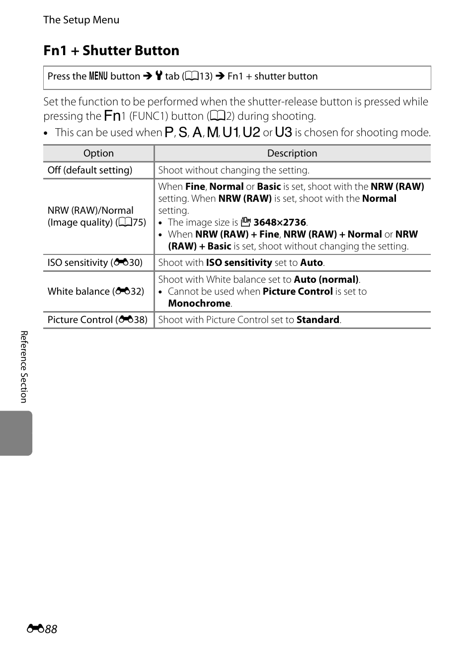 Fn1 + shutter button, E 88 | Nikon P7100 User Manual | Page 214 / 260