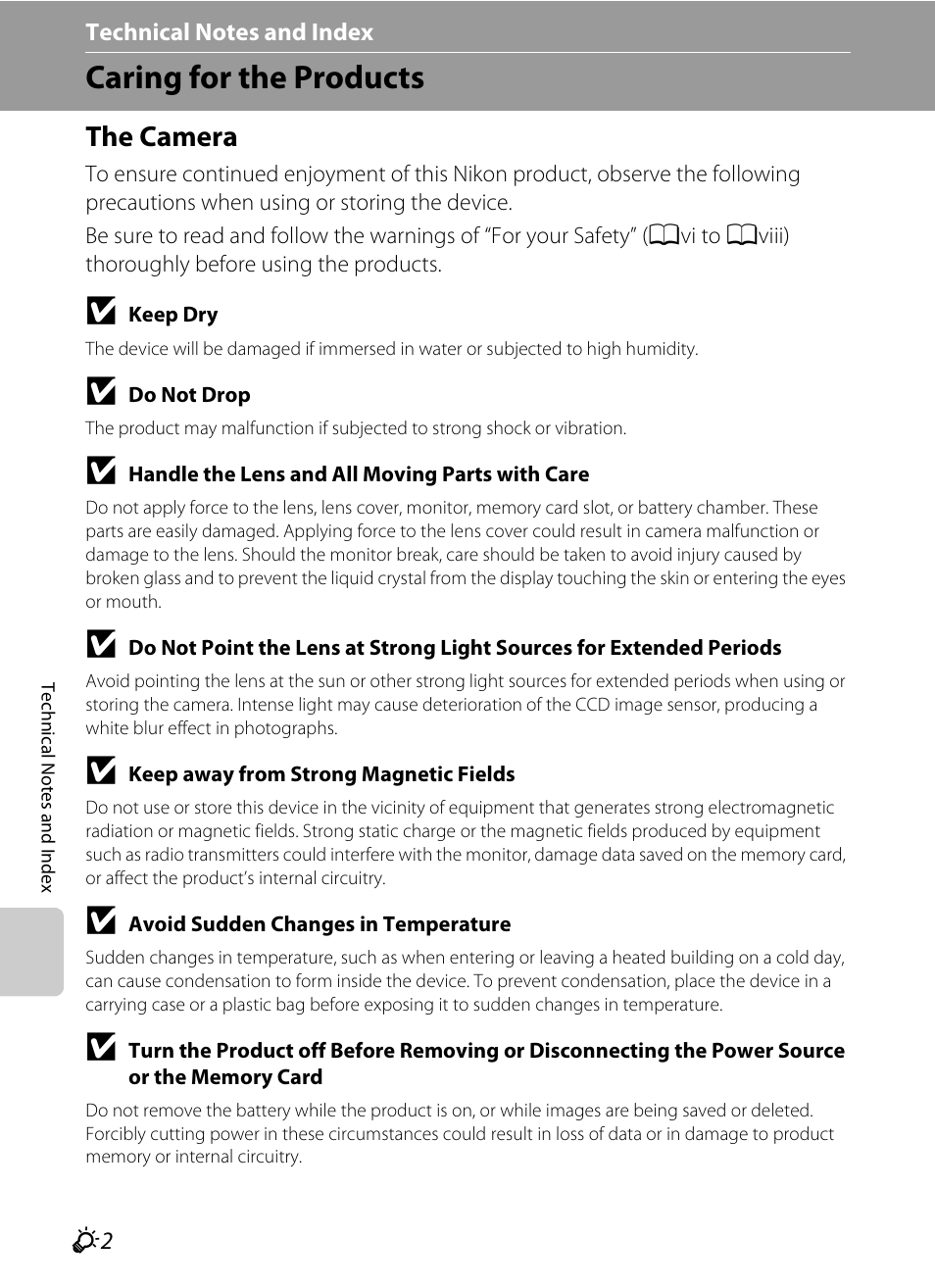 Caring for the products, The camera | Nikon P7100 User Manual | Page 240 / 260