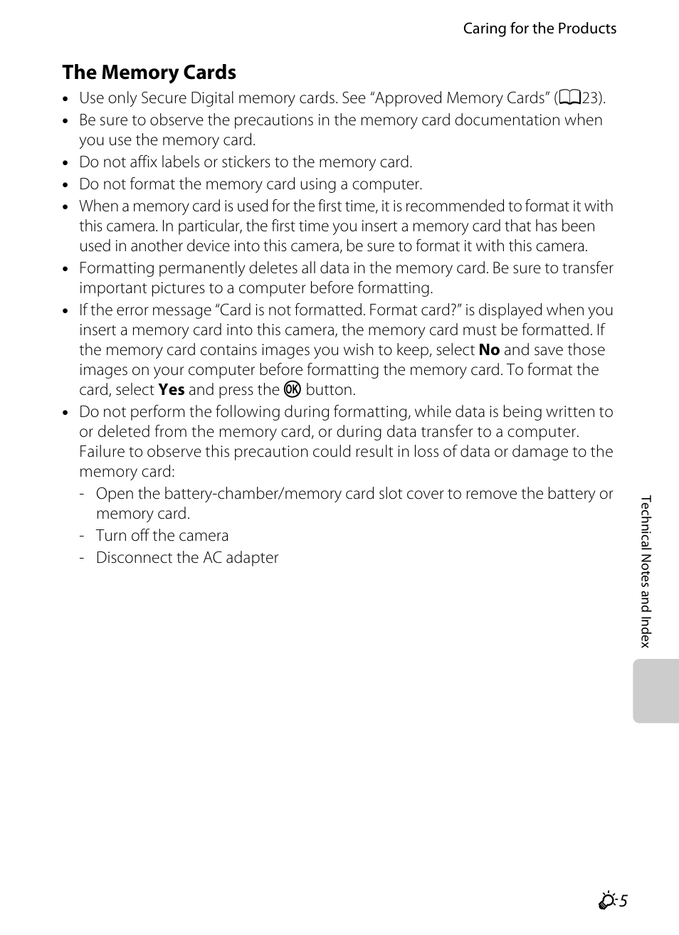 The memory cards | Nikon P7100 User Manual | Page 243 / 260